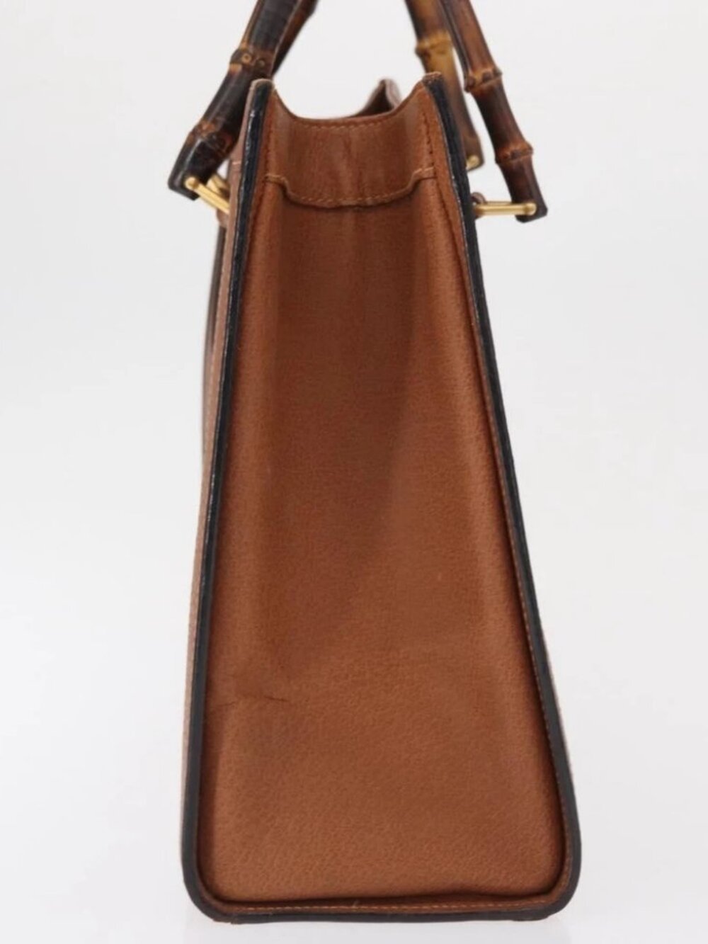GUCCI Bamboo Tote Bag Leather Brown Gold Auth - Picture 6 of 16